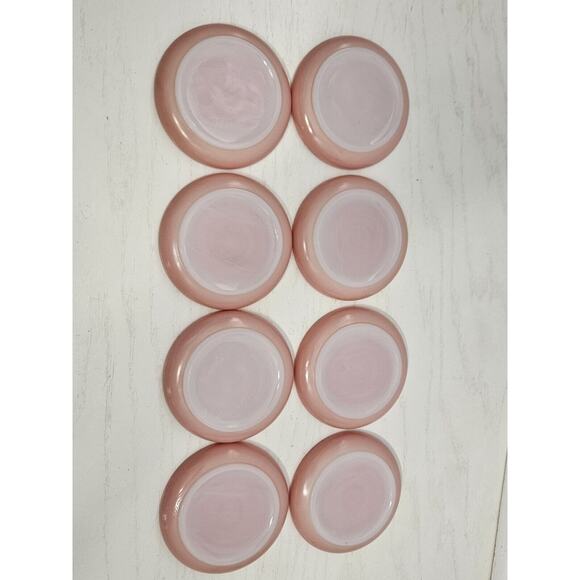 VTG Pink Mauve Rose Milk Glass Drink Coaster Set Retro - Picture 5 of 6